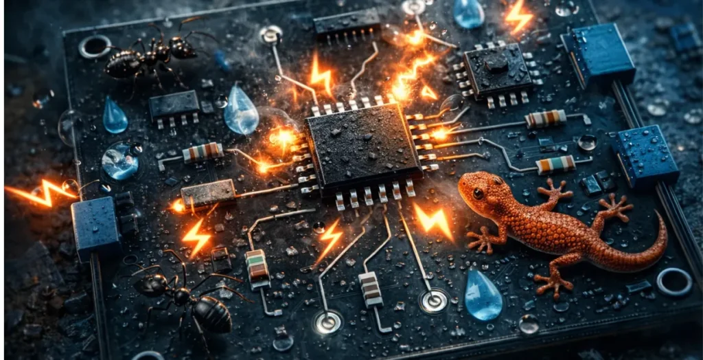 Portão Automático Abrindo Sozinho? A Natureza Contra a Sua Placa (Insetos e Umidade)